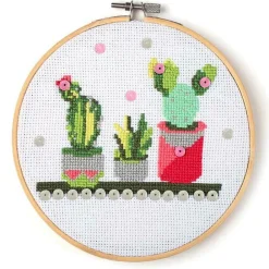 Graine Créative GRAINE CRÉATIVE - Coffret mon cercle en bois à broder ø 15,5 cm - cactus Hot