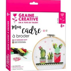 Graine Créative GRAINE CRÉATIVE - Coffret mon cercle en bois à broder ø 15,5 cm - cactus Hot