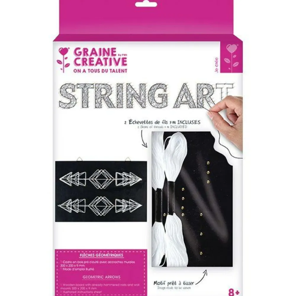 Graine Créative GRAINE CRÉATIVE - Coffret string art - tableau noir flèches déco art filaire 30 x 22 cm Best