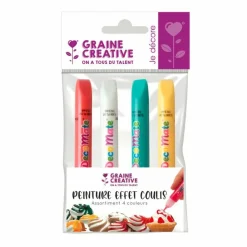 Graine Créative GRAINE CRÉATIVE - 4 crayons de nappage effet coulis - jaune / rose / blanc / vert Outlet
