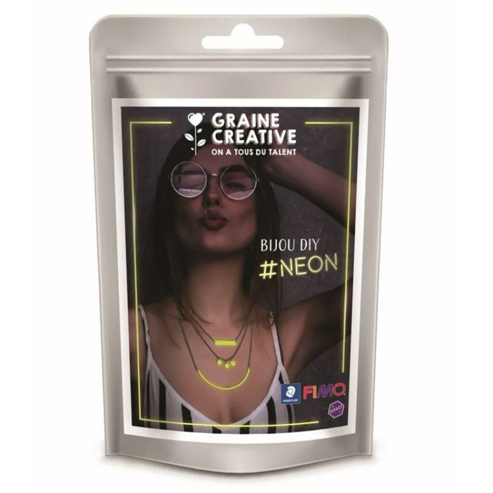 Graine Créative GRAINE CRÉATIVE - Kit pâte polymère fluo - faire son collier multi-ranges jaune fluo Hot