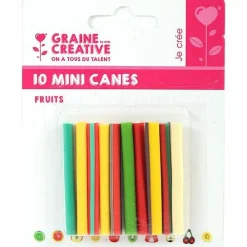Graine Créative Modelage Et Mosaique | GRAINE CRÉATIVE - 20 mini canes pâte polymère à trancher 5 x 0,5 cm - fruits