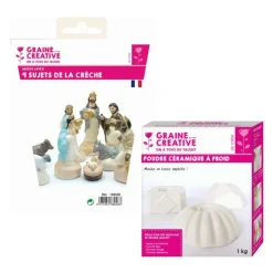 Graine Créative GRAINE CRÉATIVE - 9 moules en latex santons - crèche de noël + céramique à froid 1 kg Online
