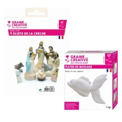 Graine Créative Modelage Et Mosaique | GRAINE CRÉATIVE - 9 moules en latex santons - crèche de noël + plâtre 1 kg