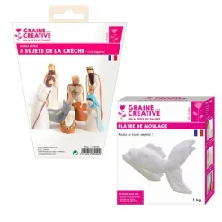 Graine Créative GRAINE CRÉATIVE - 8 moules en latex santons - crèche de noël + plâtre 1 kg Outlet