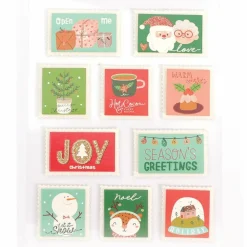 Graine Créative GRAINE CRÉATIVE - 10 stickers timbres de noël effet 3d glitter