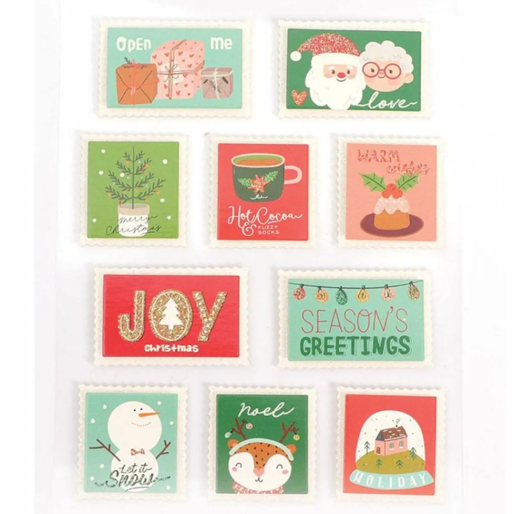 Graine Créative GRAINE CRÉATIVE - 10 stickers timbres de noël effet 3d glitter