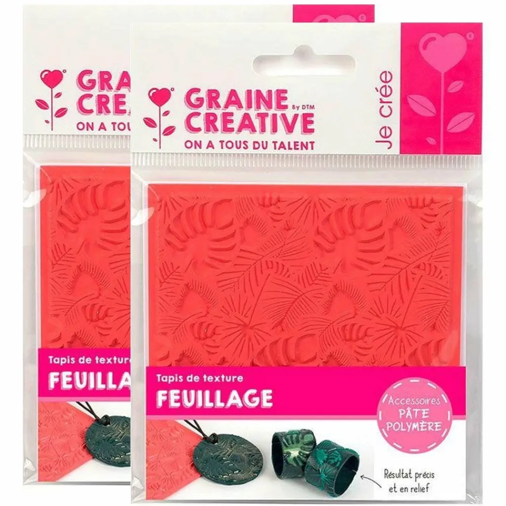 Graine Créative Modelage Et Mosaique | GRAINE CRÉATIVE - 2 tapis de texture pour pâte polymère - feuillage