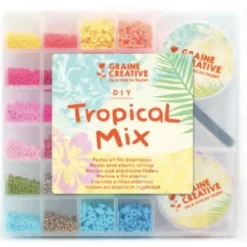 Graine Creative Mercerie | - Boite de perles et fils élastiques - tropical mix