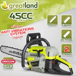 Greatland Taille-Haies, Tronçonneuses Et Élagueuses | - Tronçonneuse thermique 45cc - guide et chaîne oregon -