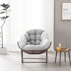 Gutent Coussins Extérieurs Et Accessoires | - Chaise berçante d'extérieur, chaise berçante en osier surdimensionnée, porche avant, jardin, arrière-cour, terrasse, grise.