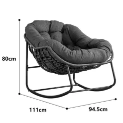 Gutent Coussins Extérieurs Et Accessoires | - Chaise berçante d'extérieur, chaise berçante en osier surdimensionnée, porche avant, jardin, arrière-cour, terrasse, grise.