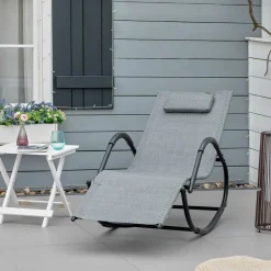 Gutent - Chaise longue à bascule rocking chair ergonomique avec tétière amovible accoudoirs et repose-pieds revêtement texitlène Sale