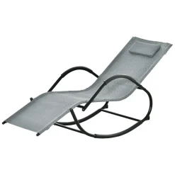 Gutent - Chaise longue à bascule rocking chair ergonomique avec tétière amovible accoudoirs et repose-pieds revêtement texitlène Sale
