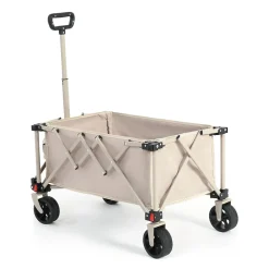 Gutent - Chariot pliable jardin, roues tout-terrain, poignée réglable, beige Sale