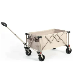 Gutent - Chariot pliable jardin, roues tout-terrain, poignée réglable, beige Sale