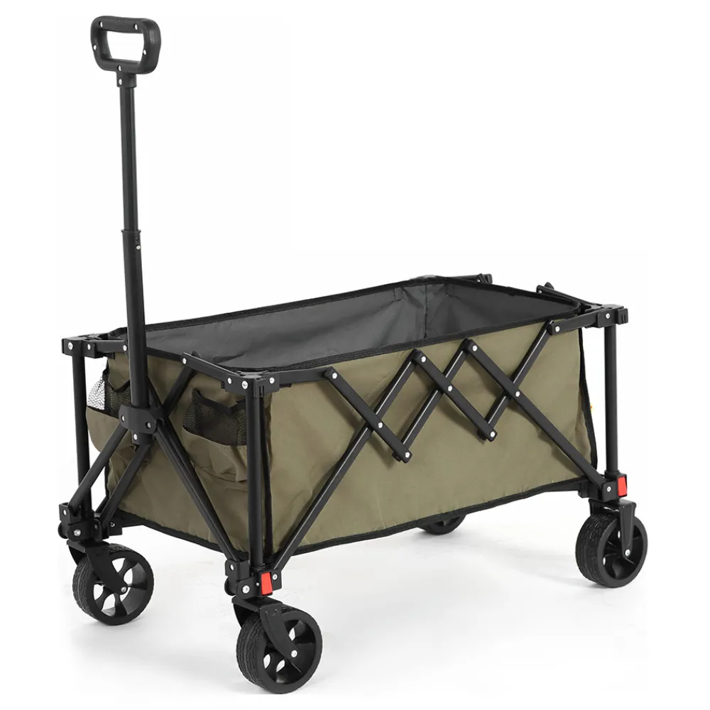 Gutent - Chariot pliable jardin, roues tout-terrain, poignée réglable, vert armée
