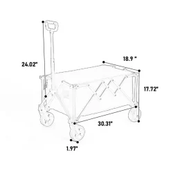 Gutent - Chariot pliable jardin, roues tout-terrain, poignée réglable, vert armée