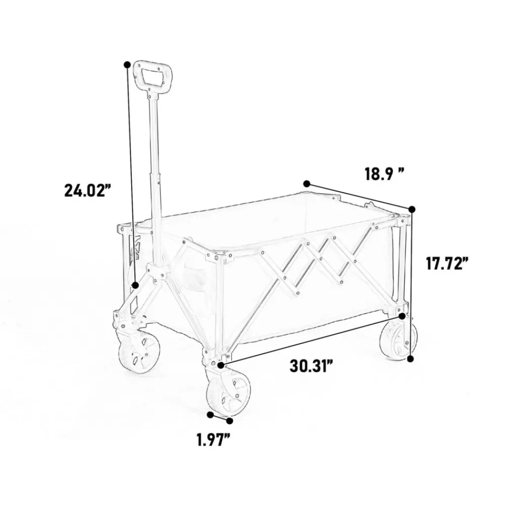 Gutent - Chariot pliable jardin, roues tout-terrain, poignée réglable, vert armée
