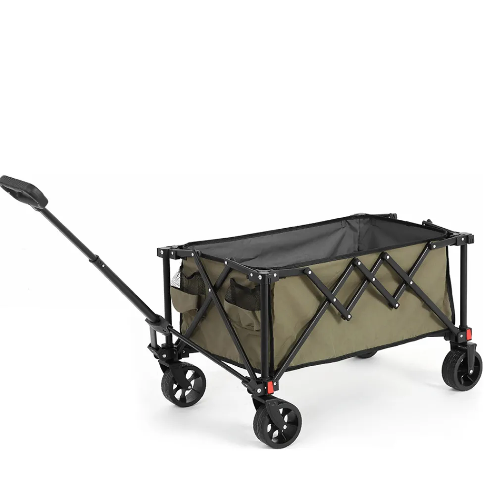 Gutent - Chariot pliable jardin, roues tout-terrain, poignée réglable, vert armée