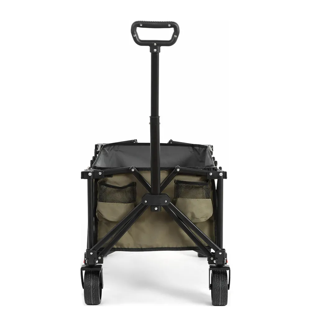 Gutent - Chariot pliable jardin, roues tout-terrain, poignée réglable, vert armée