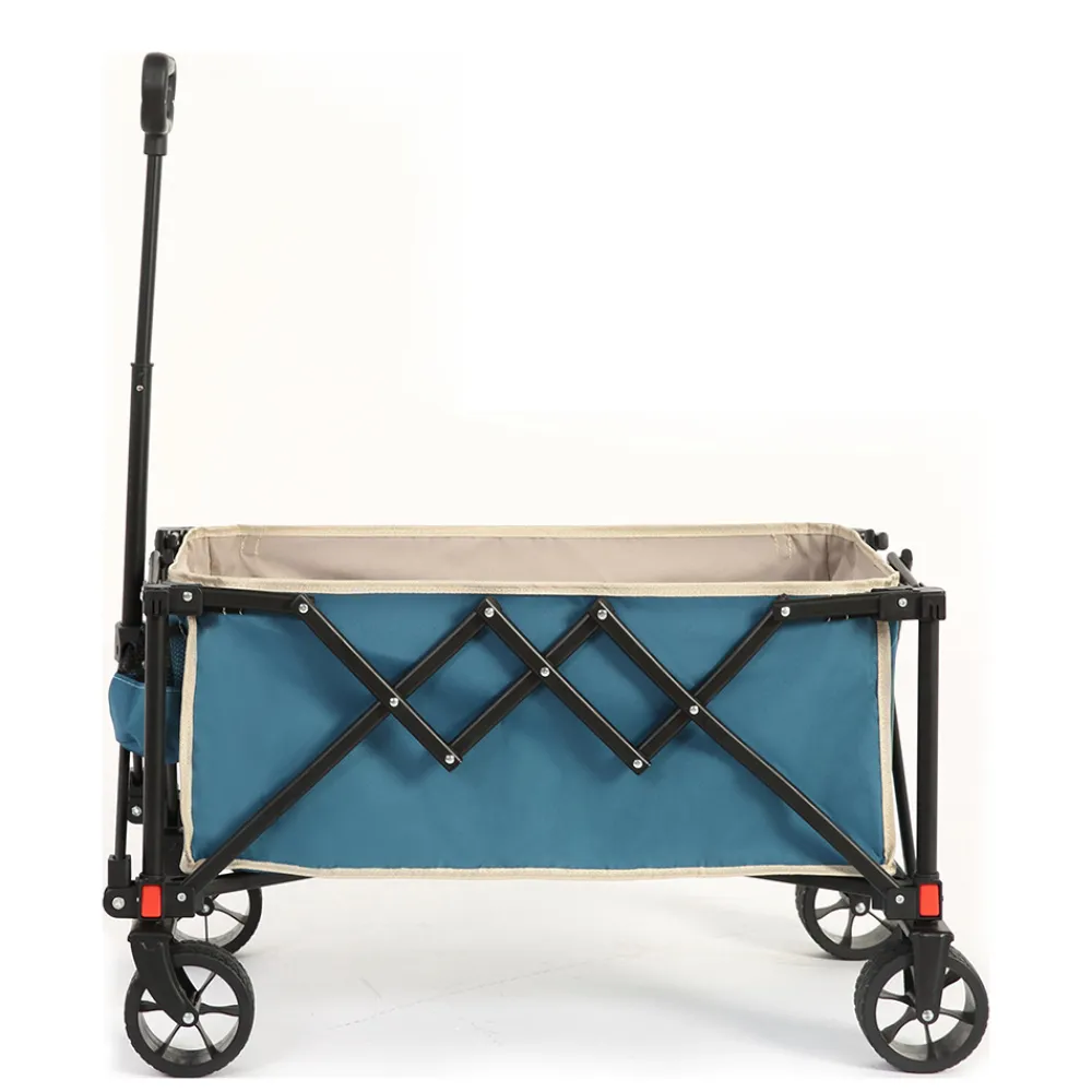 Gutent - Chariot pliable jardin, roues tout-terrain, poignée réglable, bleu Discount