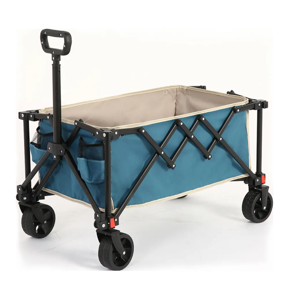 Gutent - Chariot pliable jardin, roues tout-terrain, poignée réglable, bleu Discount