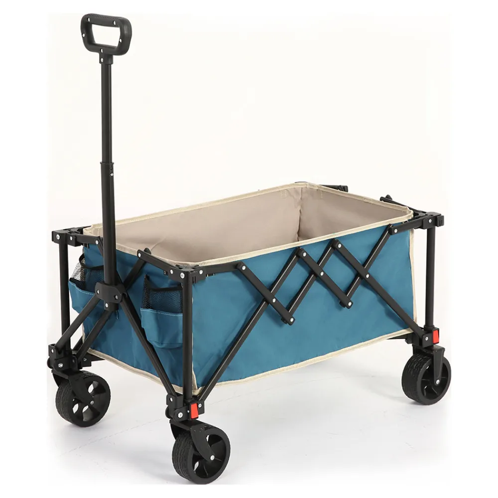 Gutent - Chariot pliable jardin, roues tout-terrain, poignée réglable, bleu Discount