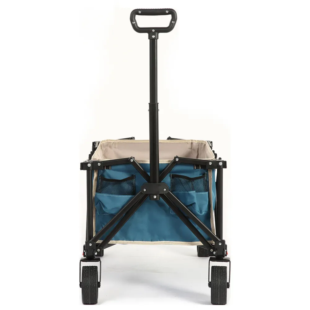 Gutent - Chariot pliable jardin, roues tout-terrain, poignée réglable, bleu Discount