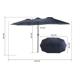 Gutent Parasols, Voiles D’Ombrage | - Parasol double face rectangulaire grand avec manivelle,bleu marine