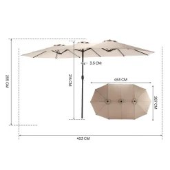 Gutent Parasols, Voiles D’Ombrage | - Parasol double face rectangulaire grand avec manivelle,kaki