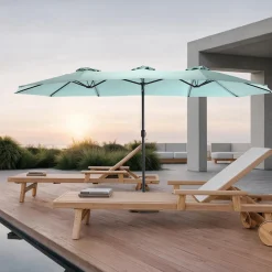 Gutent Parasols, Voiles D’Ombrage | - Parasol double face rectangulaire grand avec manivelle,vert clair