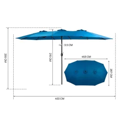 Gutent Parasols, Voiles D’Ombrage | - Parasol double face rectangulaire grand avec manivelle,bleu foncé