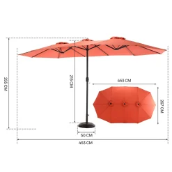 Gutent Parasols, Voiles D’Ombrage | - Parasol double face rectangulaire grand avec manivelle,orange