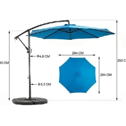 Gutent Parasols, Voiles D’Ombrage | - Parasol à manivelle,grand parasol double face rectangulaire,bleu