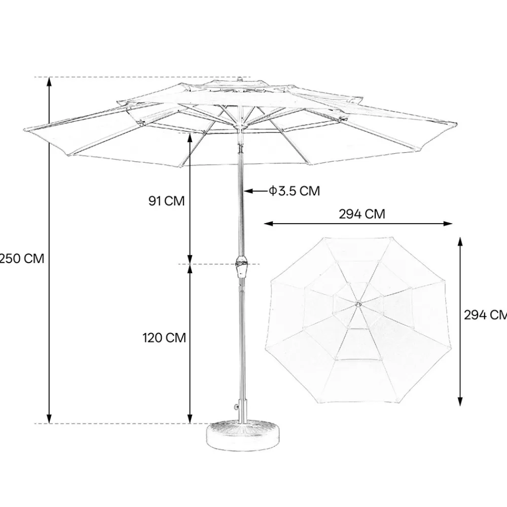 Gutent Parasols, Voiles D’Ombrage | - Parasol à manivelle,parasol extérieur double face rectangle grand,kaki