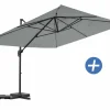 Habitat Et Jardin Parasols, Voiles D’Ombrage | - Parasol jardin déporté en aluminium "sky 4" - 3 x 4 m - gris - avec housse