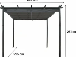 Habitat Et Jardin Pergolas, Tonnelles, Barnums | - Pergola en aluminium avec toit rétractable - 3 x 3 m - gris