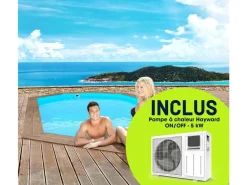 Habitat Et Jardin Piscines Et Spas | - Piscine bois " rio 140" - 5.60 x 3.70 x 1.39 m + pompe à chaleur - puissance 6.1 kw