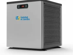 Habitat Et Jardin Piscines Et Spas | - Piscine bois " miami 145 " - 4.86 x 3.36 x 1.45 m + mini pompe à chaleur 3.5kw - métal - gris