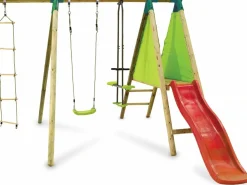 Habitat Et Jardin Jeux D'Extérieur | - Portique bois "kida" - avec 1 toboggan - 1 balançoire - 1 face à face - 1 nacelle.