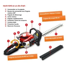 Hecht Taille-Haies, Tronçonneuses Et Élagueuses | - H 9245 taille haies à essence professionnel moteur 2 temps système anti-vibration