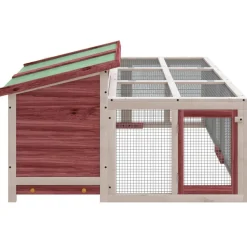 Helloshop26 Poulaillers, Clapiers Et Accessoires | - Clapier moka 144 x 123 x 67,5 cm bois de pin massif marron