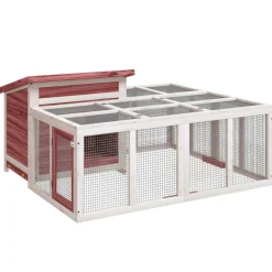 Helloshop26 Poulaillers, Clapiers Et Accessoires | - Clapier moka 144 x 123 x 67,5 cm bois de pin massif marron