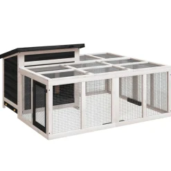 Helloshop26 - Clapier 144 x 123 x 67,5 cm bois de pin massif gris