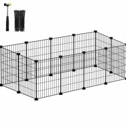 Helloshop26 Cages Et Accessoires | - Enclos modulable pour petits animaux cage intérieur maillet en caoutchouc offert cochon d'inde lapin assemblage facile 143 x
