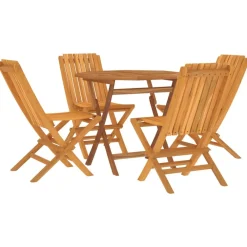 Helloshop26 - Ensemble à dîner salon de jardin meuble d'extérieur 5 pièces bois de teck massif Sale