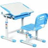Helloshop26 - Ensemble table et chaise pour enfant réglable en hauteur avec tiroir inclinable en mdf + pp facile à nettoyer bleu Clearance