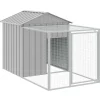 Helloshop26 - Poulailler enclos cage poules avec cour clair 117 x 201 x 123 cm acier galvanisé gris Outlet