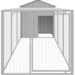 Helloshop26 - Poulailler enclos cage poules avec cour clair 117 x 405 x 123 cm acier galvanisé gris New